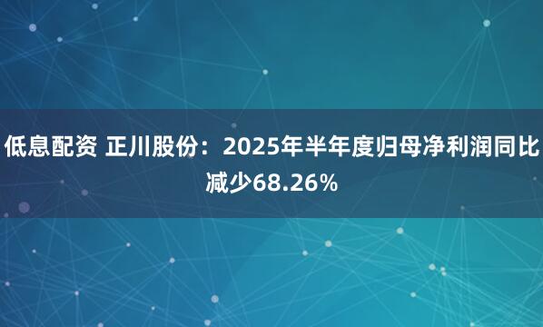 低息配资 正川股份：2025年半年度归母净利润同比减少68.26%